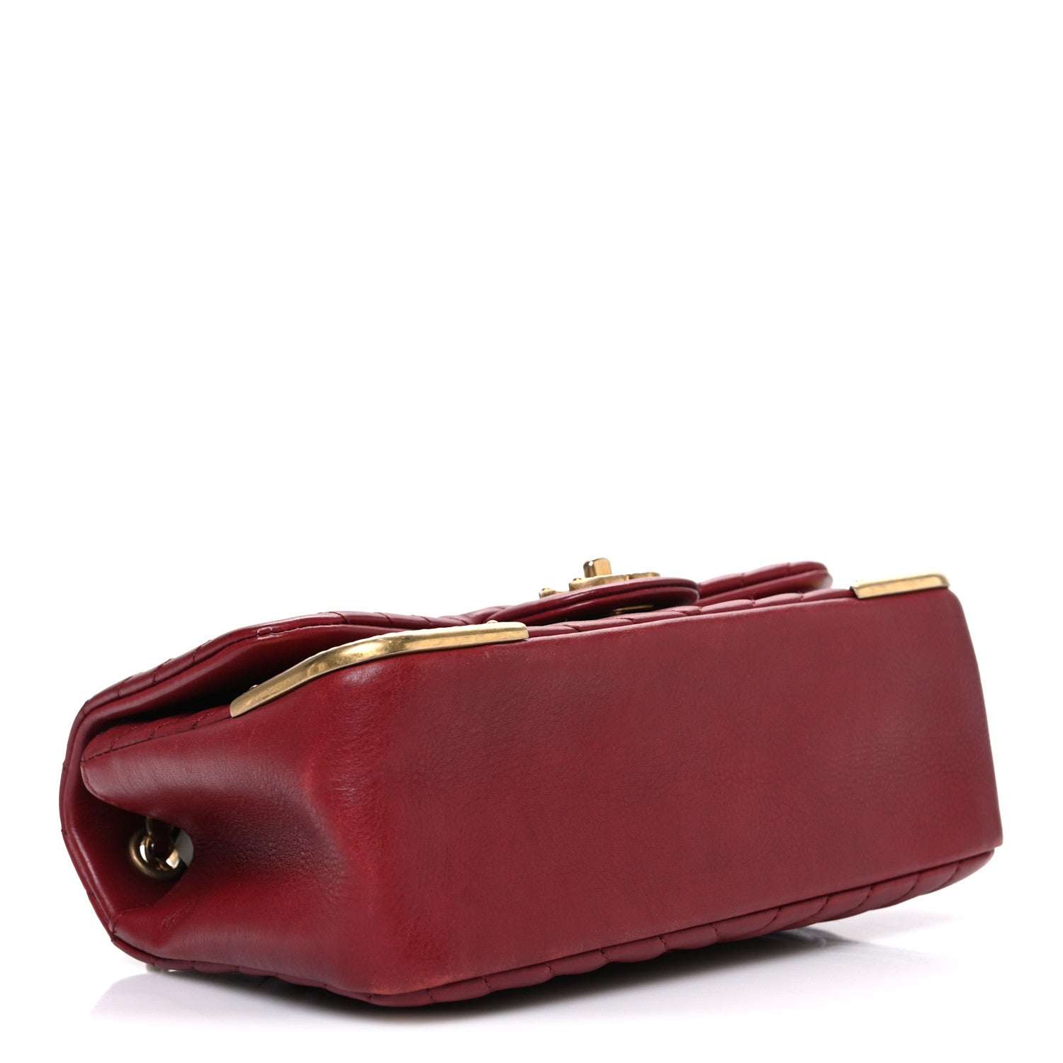 Chanel Calfskin Chevron Quilted Mini Rock The Corner Flap Red 4 of 10