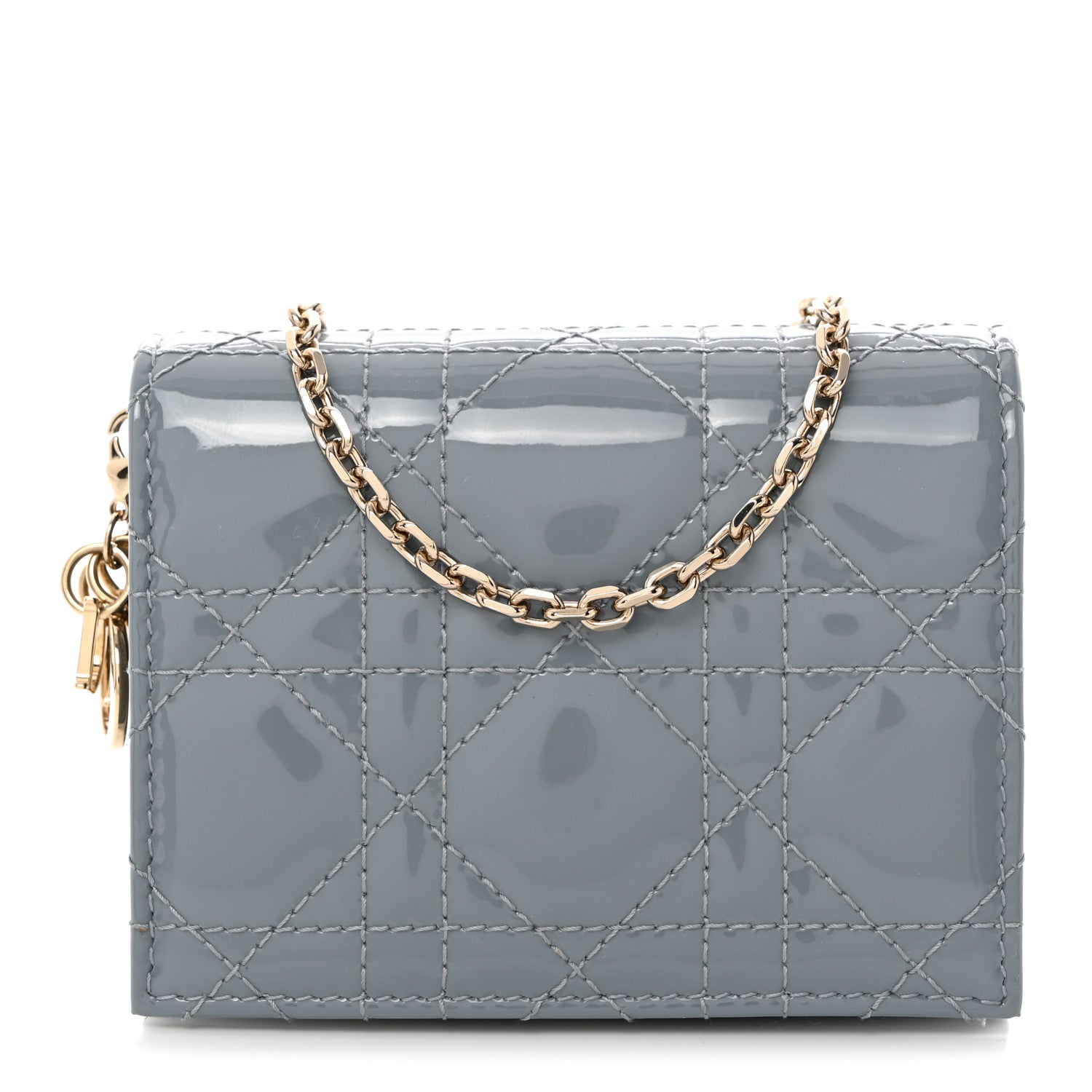 Christian Dior Patent Cannage Nano Lady Dior Chain Card Holder Cloud Blue 1 of 14