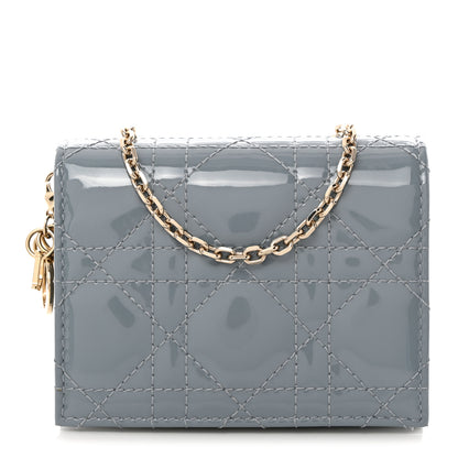 Christian Dior Patent Cannage Nano Lady Dior Chain Card Holder Cloud Blue 1 of 14