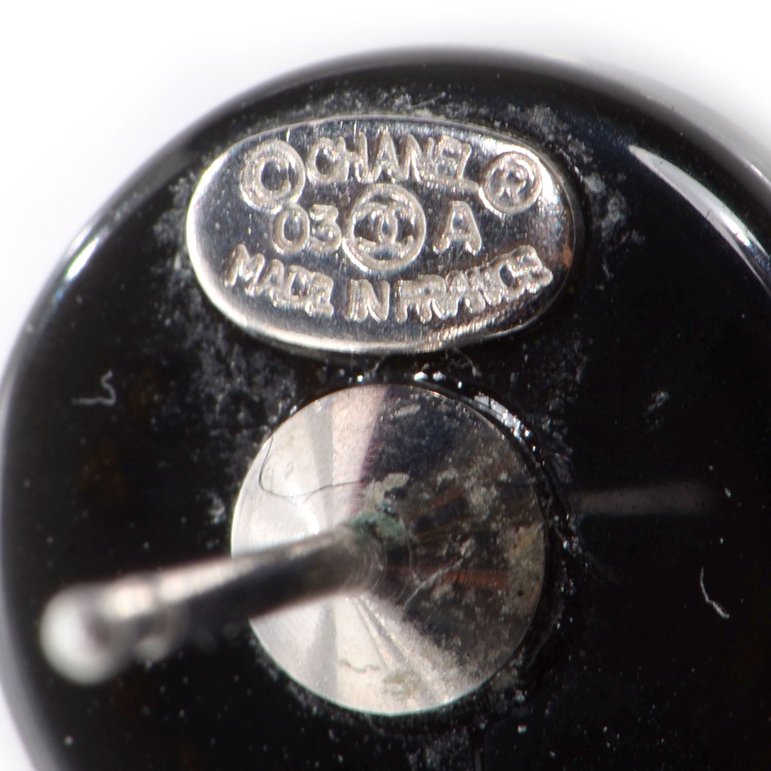 Chanel Resin Crystal CC Earrings Black 4 of 4