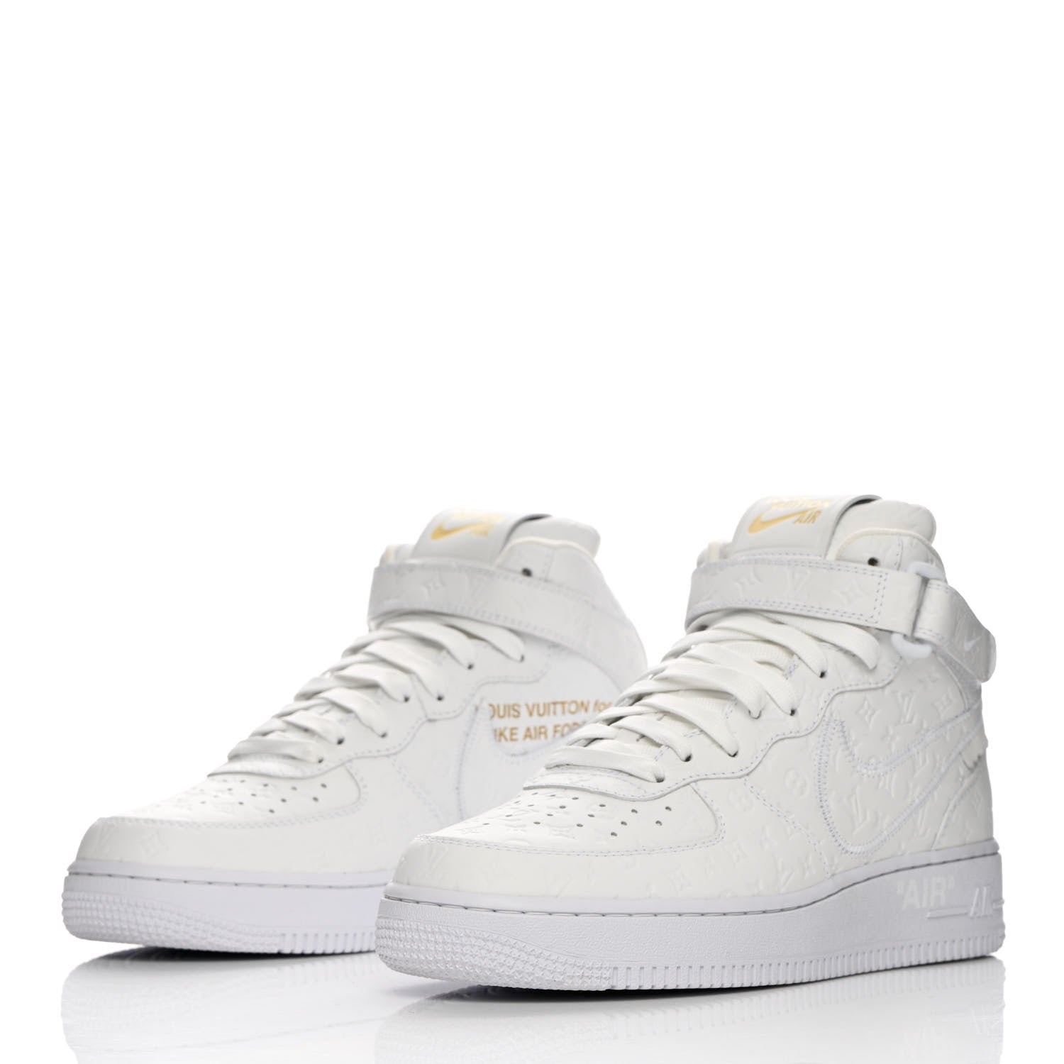 Louis Vuitton X NIKE AIR FORCE 1 Calfskin Monogram Mid Sneakers 7 White 3 of 10