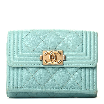 Chanel Caviar Quilted Small Boy Flap Wallet Light Blue 1 of 9