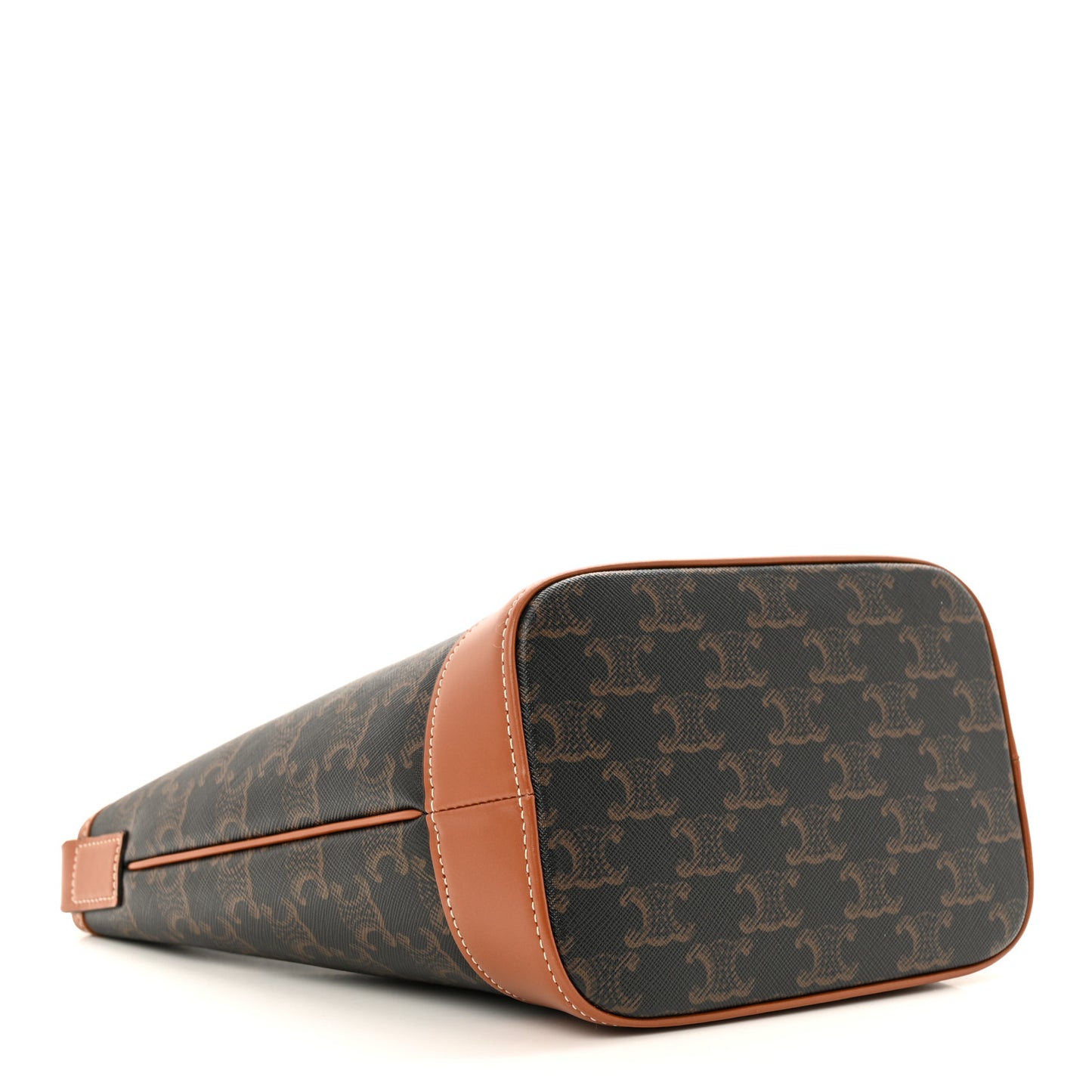 Triomphe Canvas Calfskin Small Bucket Bag Tan