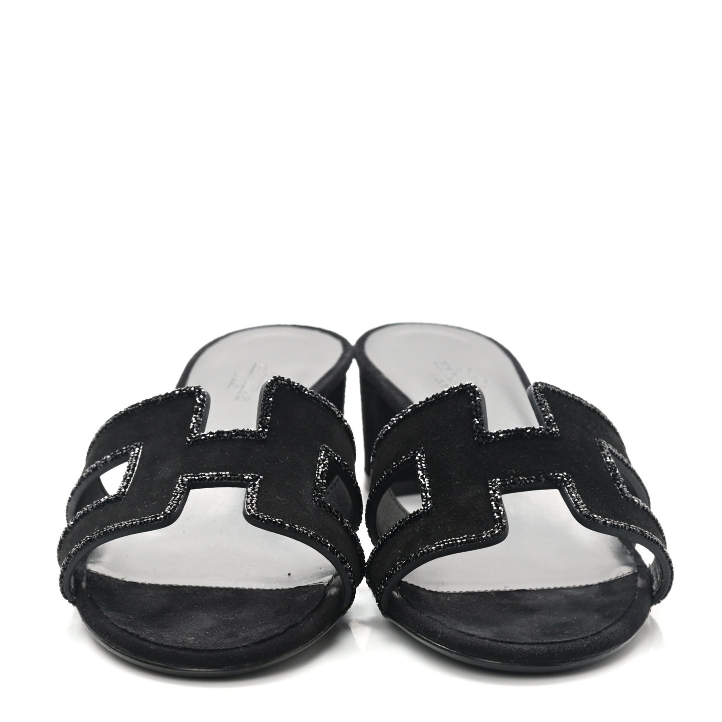 Suede Goatskin Rhinestone Oasis Sandals 37.5 Black