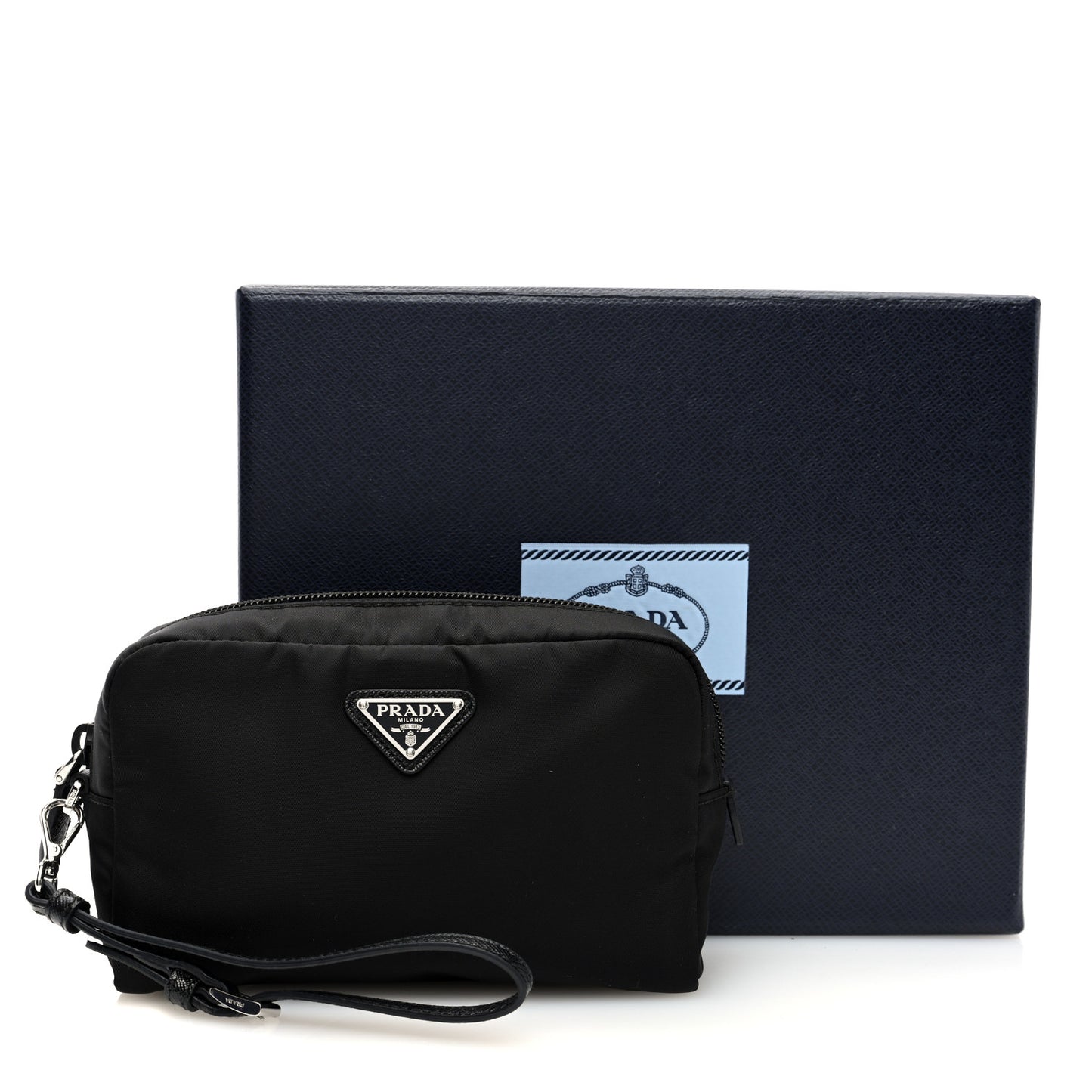 Re-Nylon Vela Saffiano Wristlet Black
