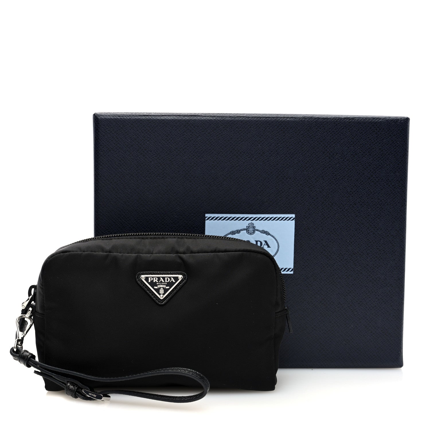 Prada Re-Nylon Vela Saffiano Wristlet Black 7 of 7