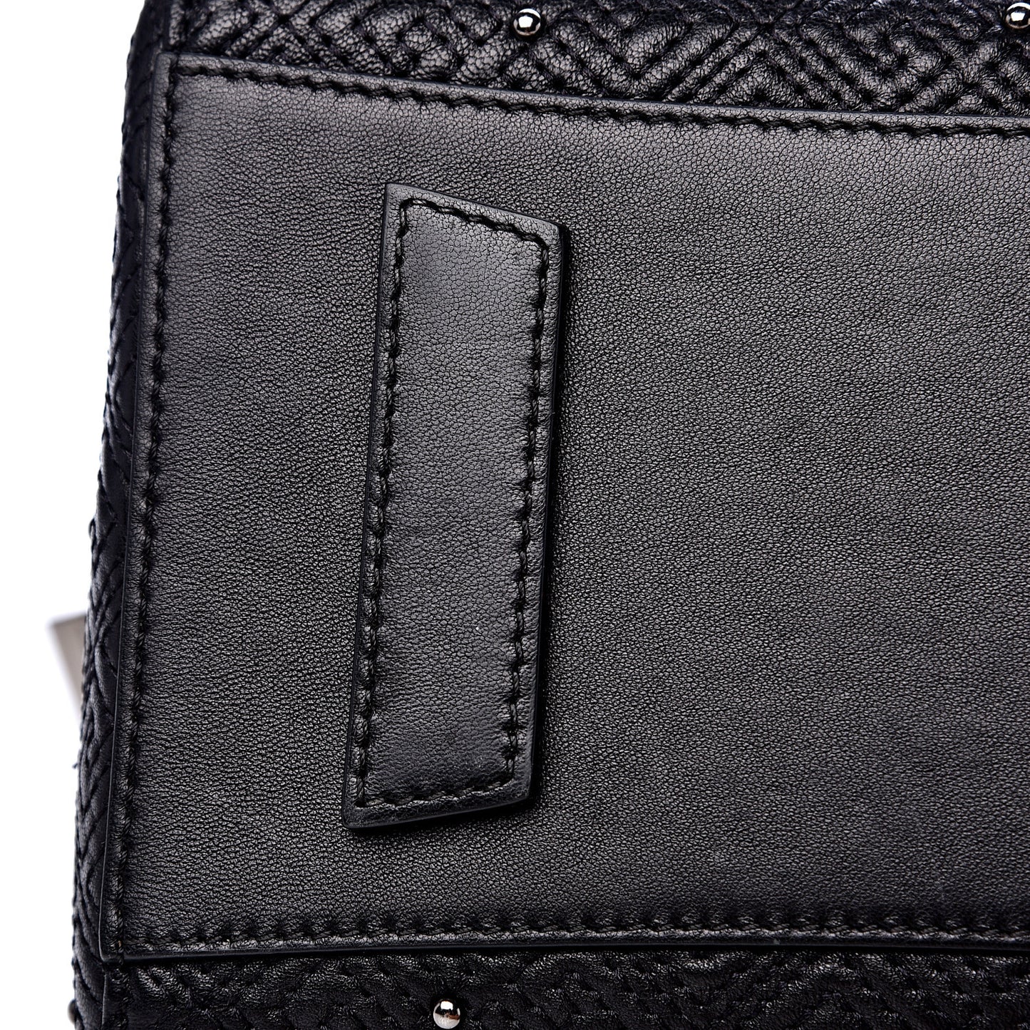 Lambskin Logo Embossed Small Studded Antigona Black