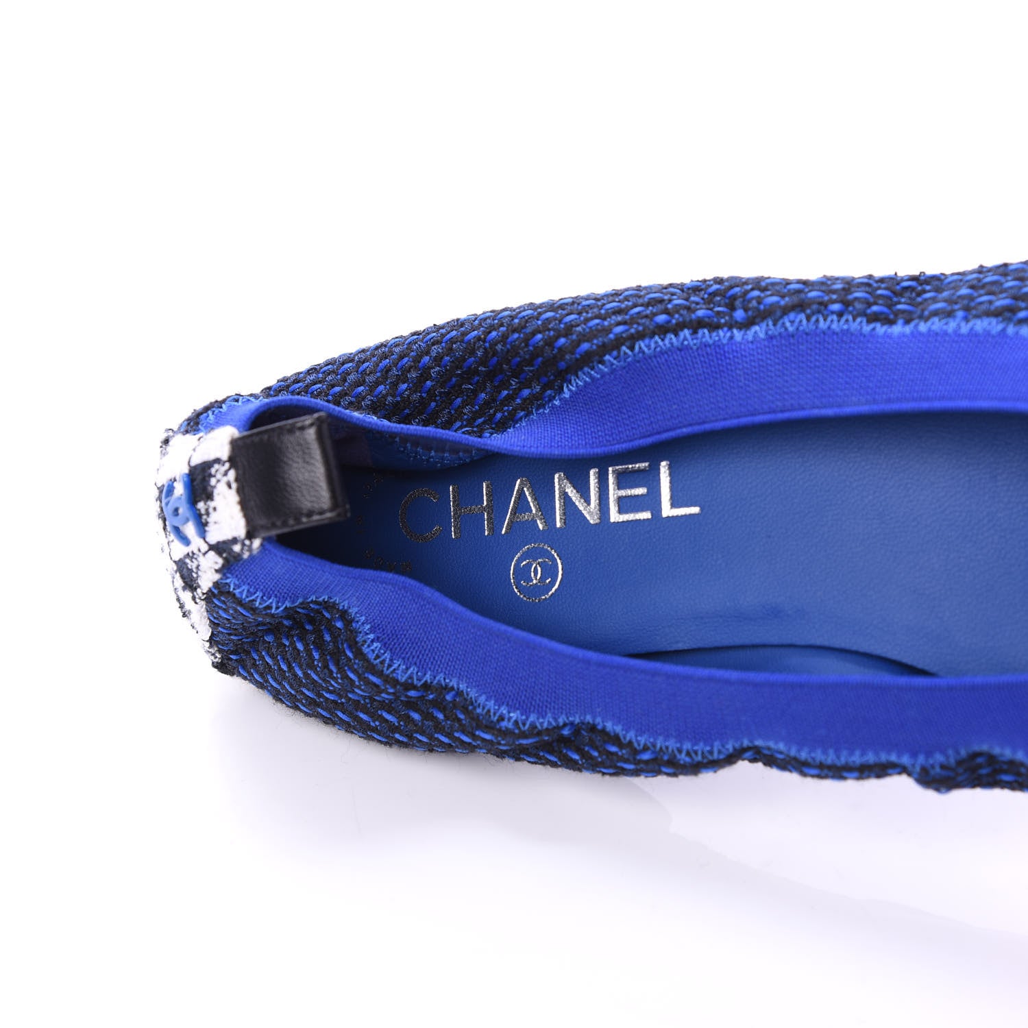 Chanel Tweed CC Elastic Cap Toe Ballerina Flats 40 Blue 7 of 10