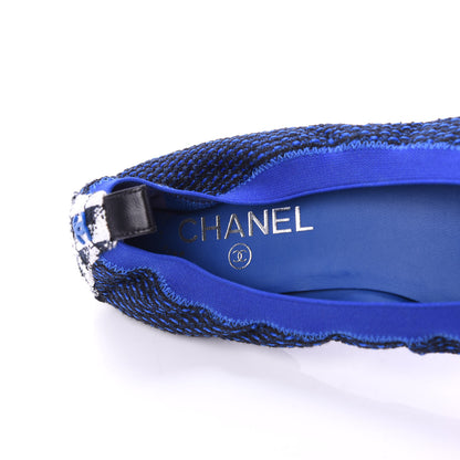 Chanel Tweed CC Elastic Cap Toe Ballerina Flats 40 Blue 7 of 10