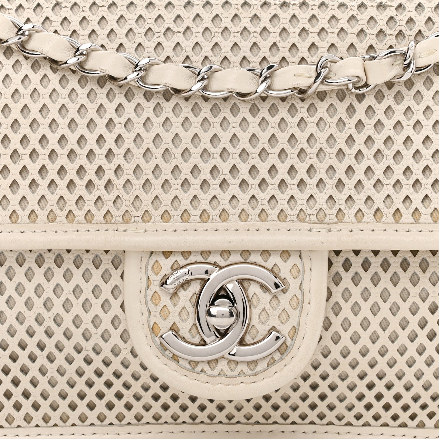 Perforated Calfskin Up In The Air Flap White