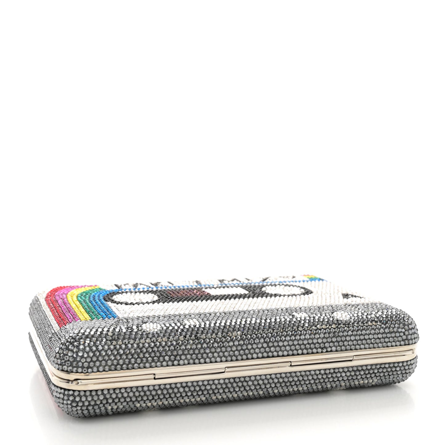 Crystal Bespoke Rainbow Mix Slim Slide Minaudiere Clutch Multicolor