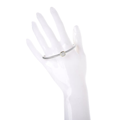 David Yurman Sterling Silver 18K Yellow Gold Diamond 4mm Noblesse Cable Bracelet 2 of 4