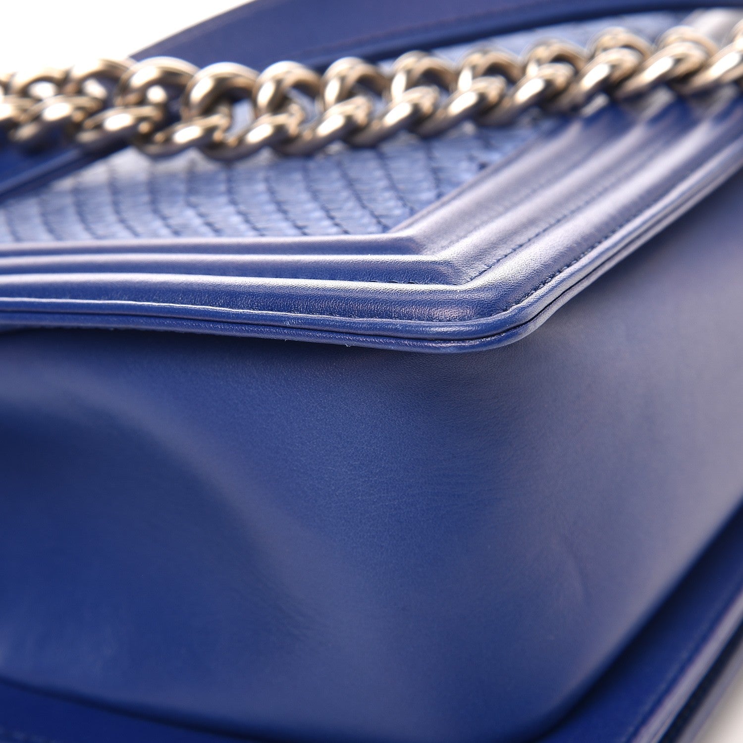 Chanel Matte Python Medium Boy Flap Blue 11 of 12