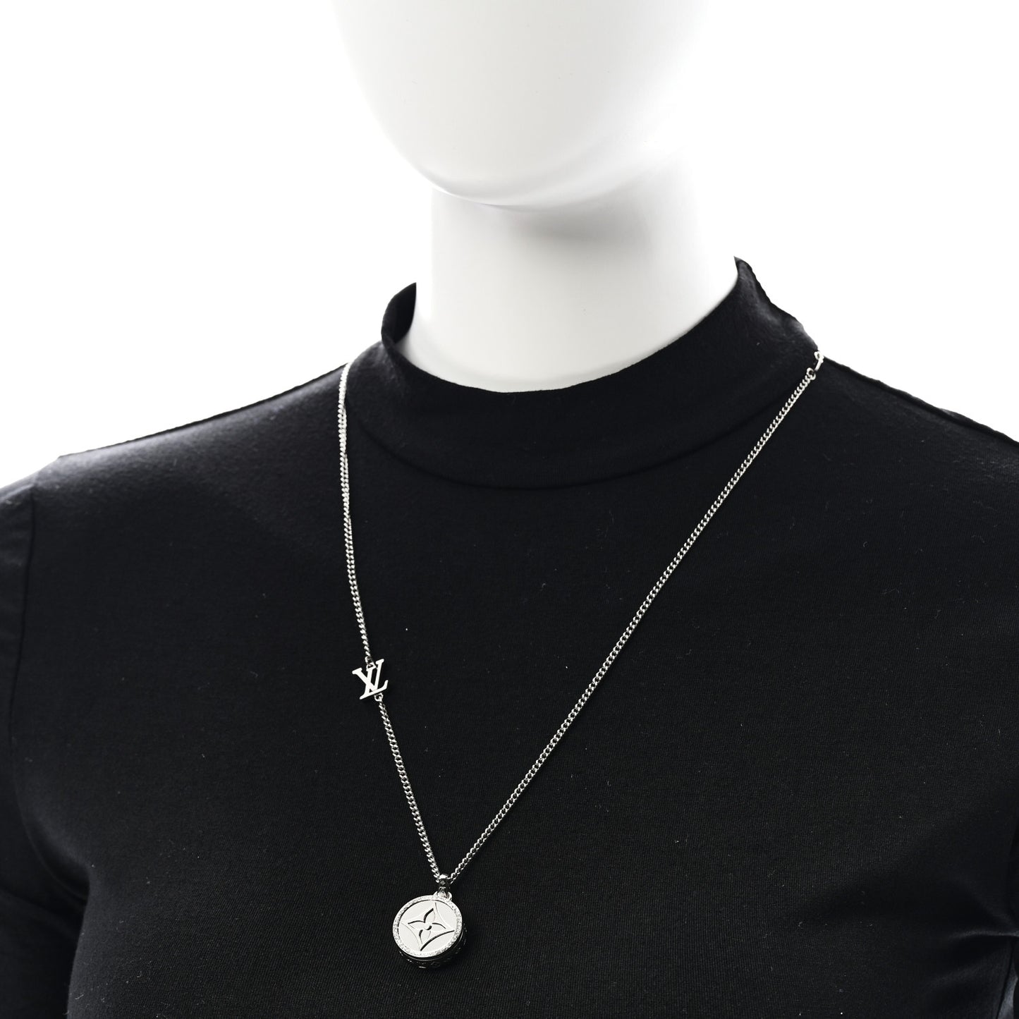 Metal Crystal Twisted Flower Pendant Necklace Silver