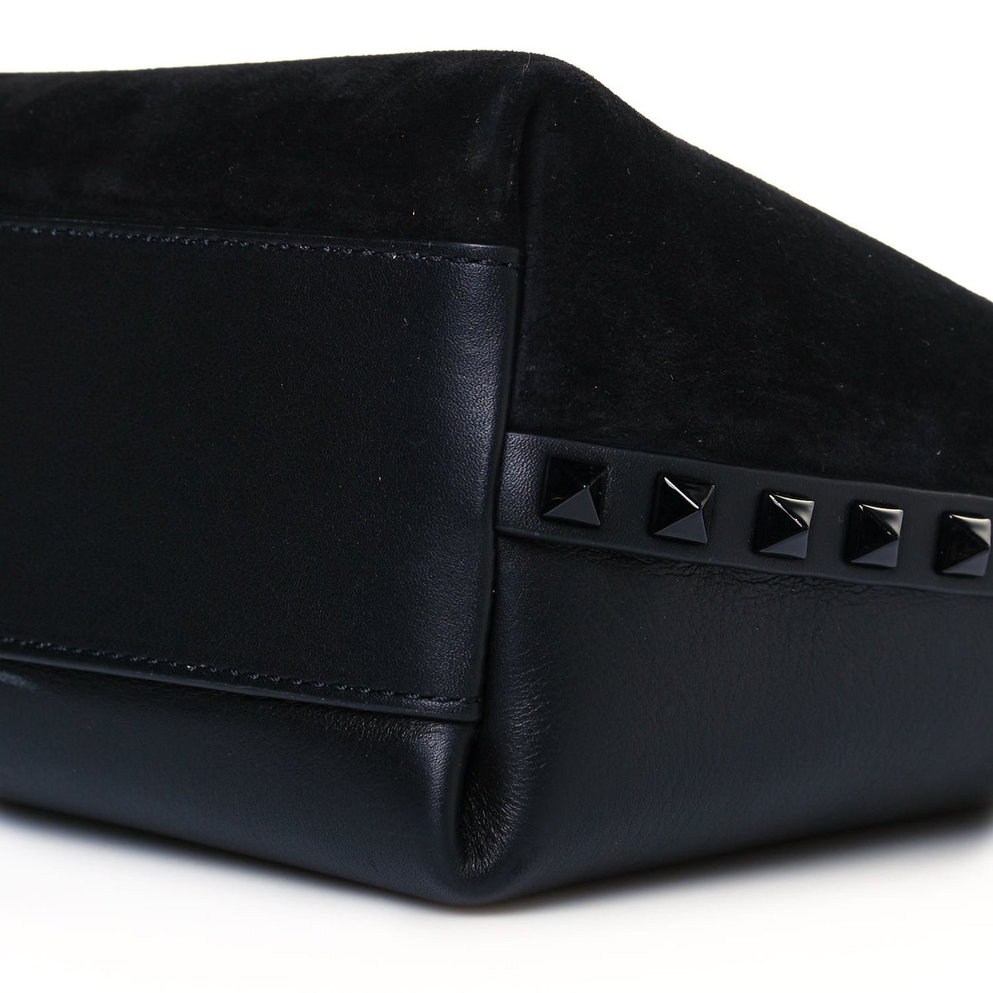 Suede Calfskin Rockstud Tote Black