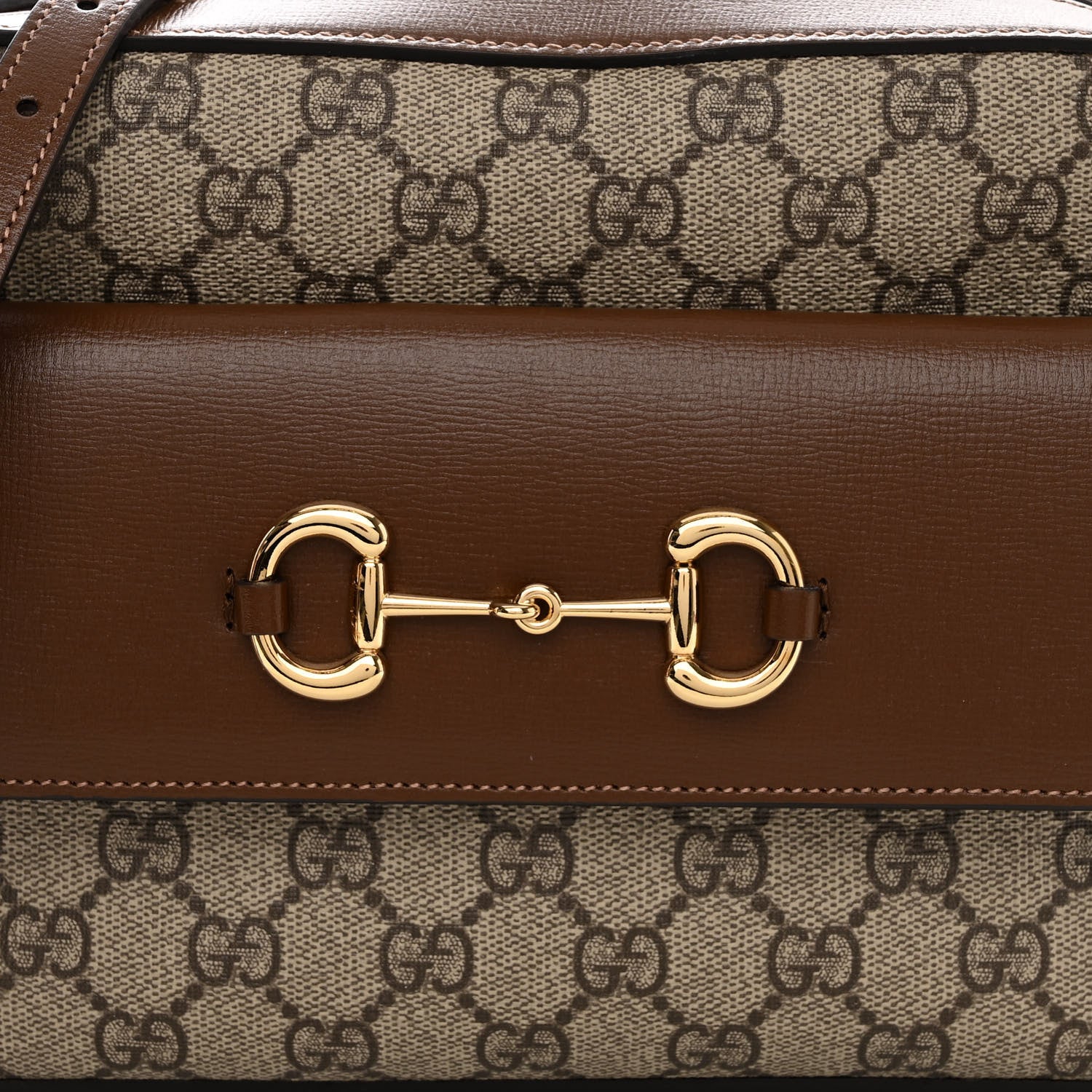 Gucci GG Supreme Monogram Small Horsebit 1955 Shoulder Bag Beige Brown Sugar 7 of 9