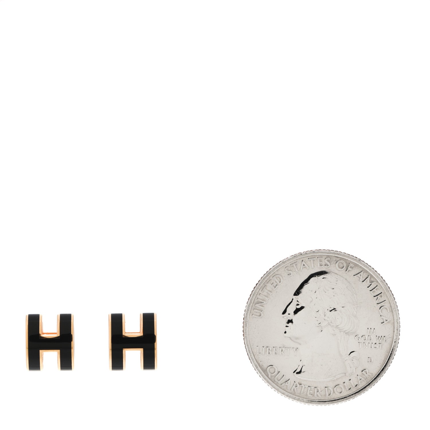 Hermes Rose Gold Lacquered Pop H Earrings Black 2 of 6
