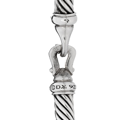 David Yurman Sterling Silver Diamond 5mm Cable Buckle Bracelet 3 of 4