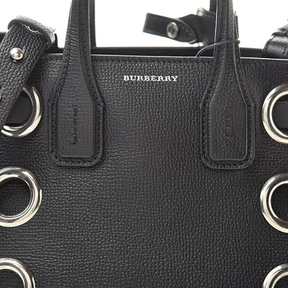 Burberry Grainy Calfskin House Check Grommet Baby Banner Tote Black 9 of 11