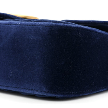 Gucci Velvet Matelasse Small GG Marmont Shoulder Bag Cobalt Blue 8 of 10