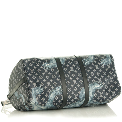 Louis Vuitton Savane Monogram Lion Chapman Keepall Bandouliere 55 Encre 5 of 8