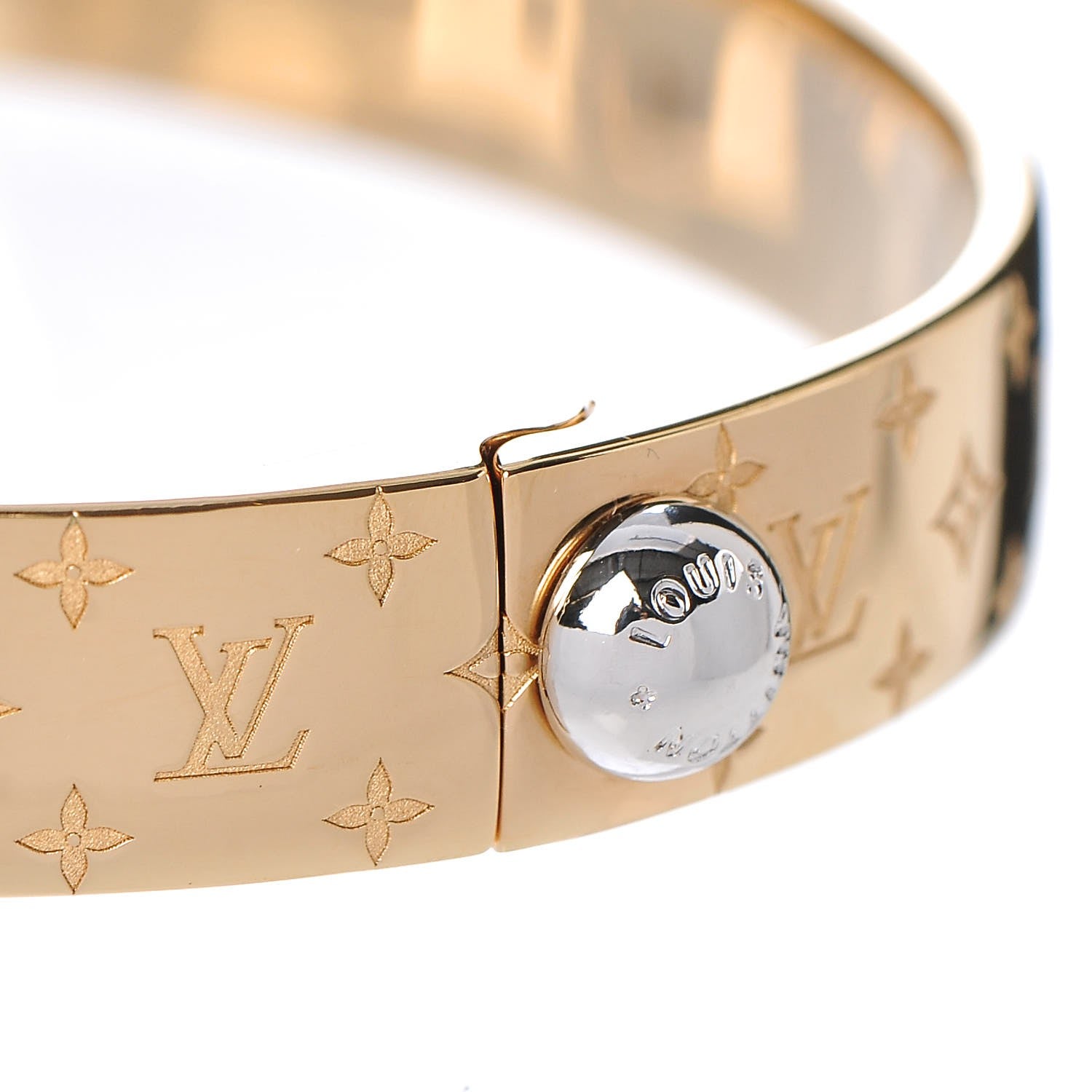 Louis Vuitton Brass Monogram Nanogram Cuff M Gold 6 of 7