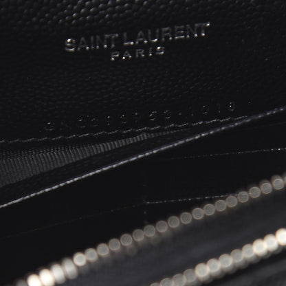 Saint Laurent Grain De Poudre Matelasse Chevron Monogram Envelope Chain Wallet Black 8 of 12