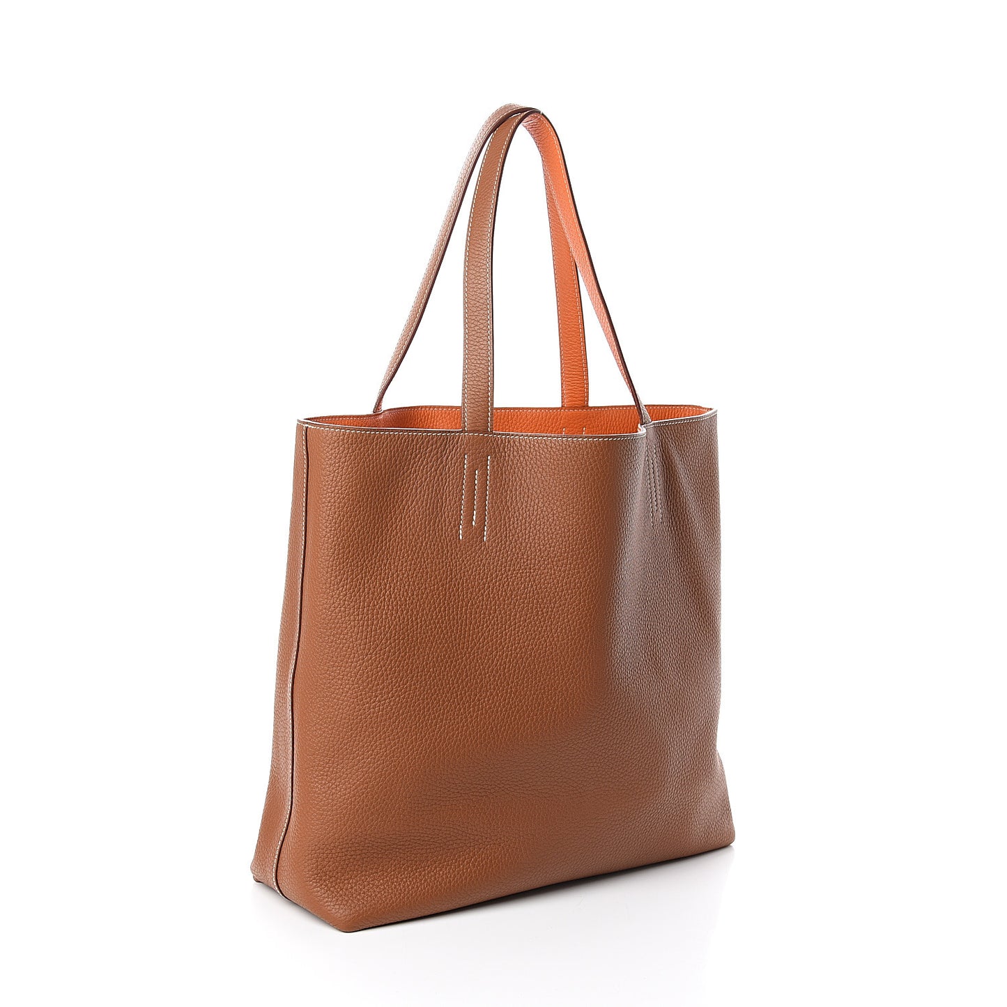 Taurillon Clemence Double Sens 36 Reversible Tote Orange Gold