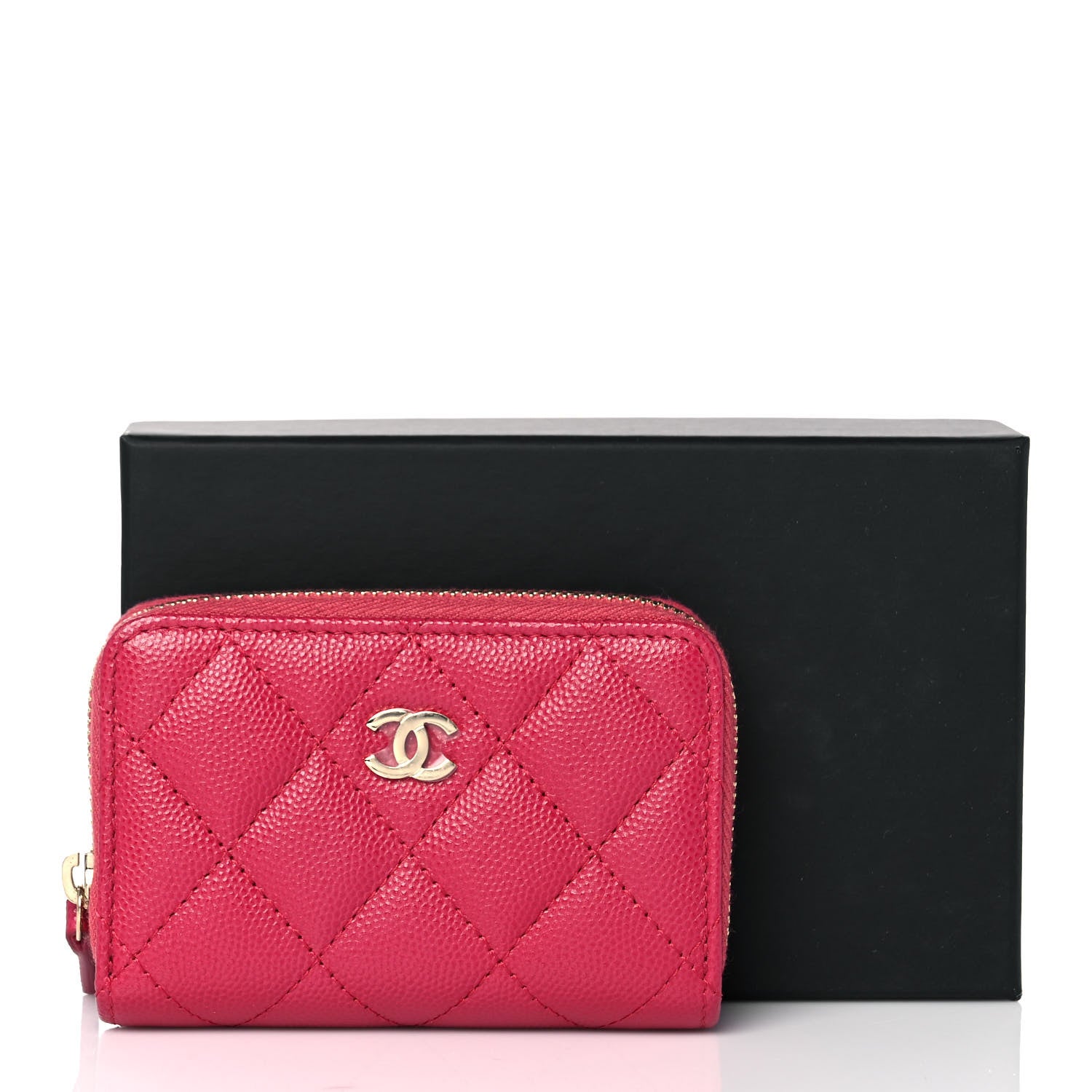Chanel Caviar Quilted Zip Coin Purse Dark Pink 10 of 10