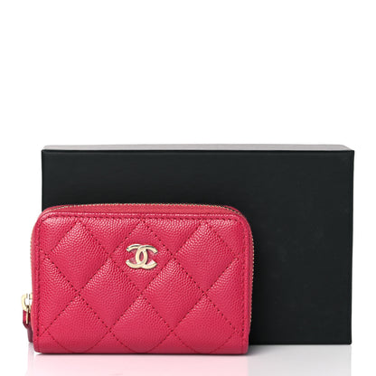 Chanel Caviar Quilted Zip Coin Purse Dark Pink 10 of 10