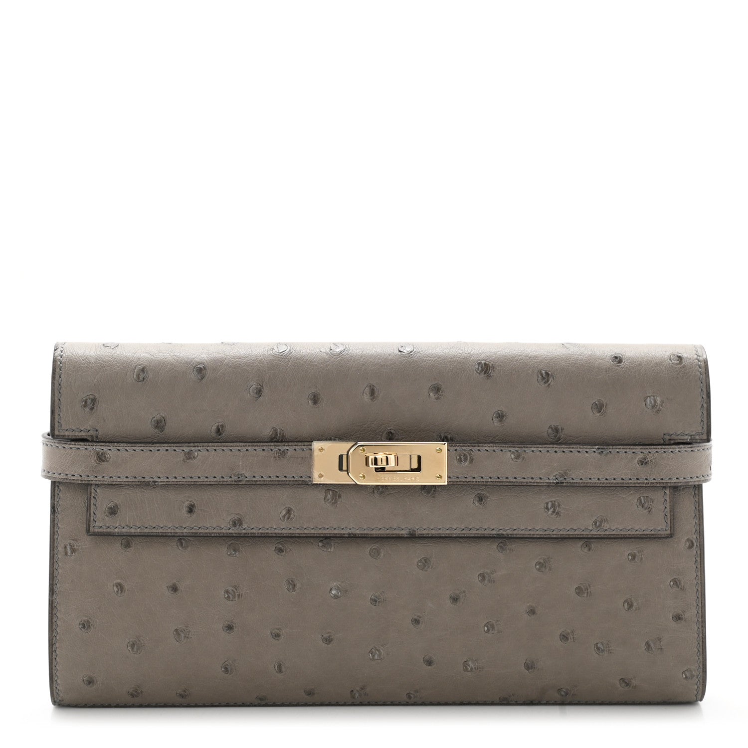 Hermes Ostrich Kelly Longue Wallet Gris Tourterelle 1 of 7
