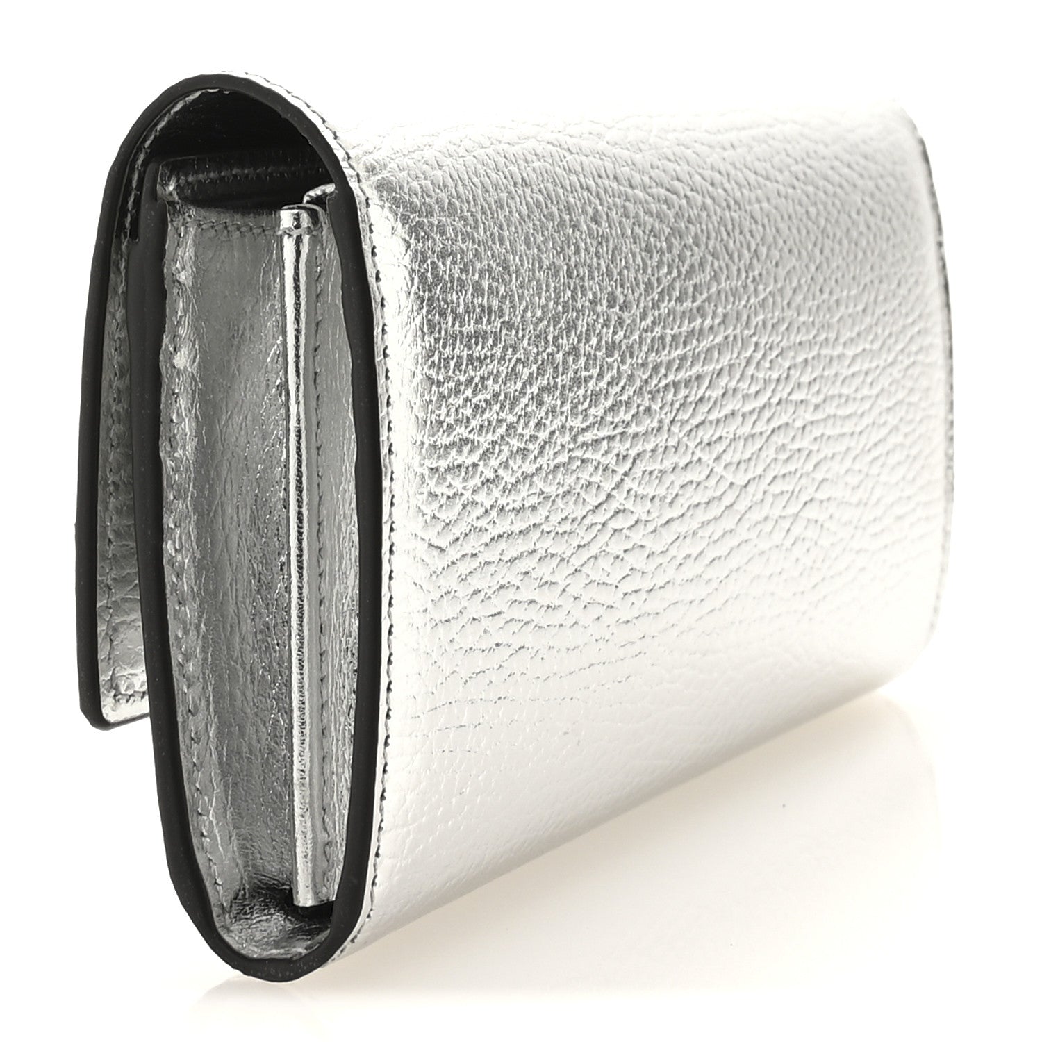 Gucci Metallic Dollar Calfskin GG Marmont Continental Wallet Silver 3 of 8