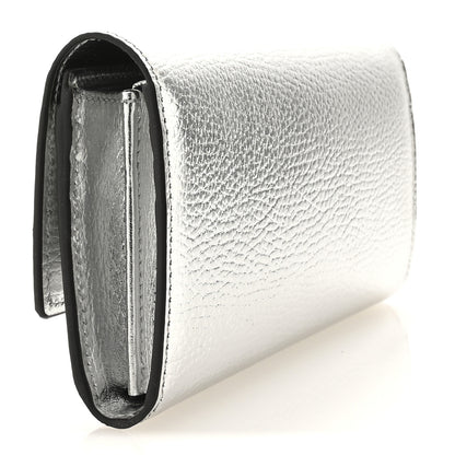 Gucci Metallic Dollar Calfskin GG Marmont Continental Wallet Silver 3 of 8
