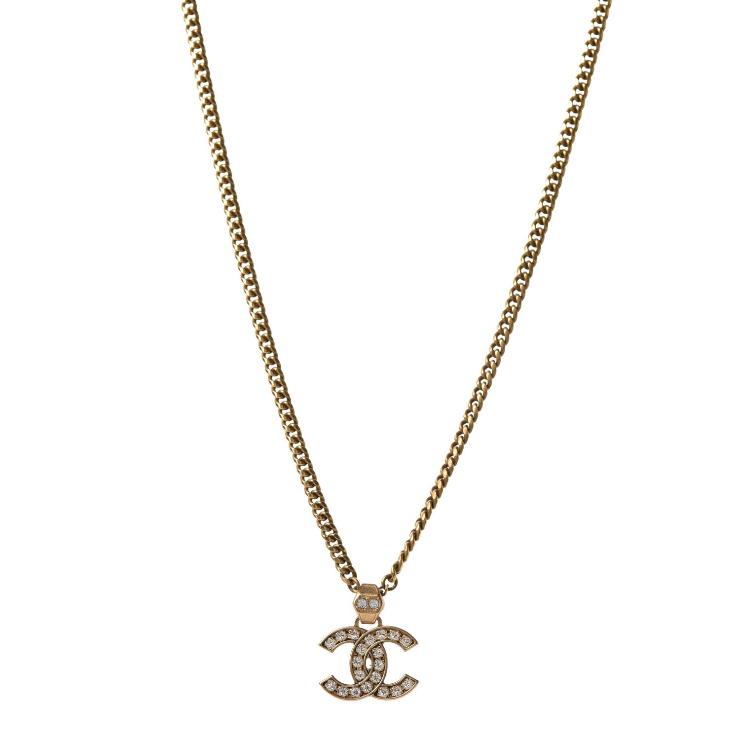 Chanel Crystal CC Necklace Gold 1 of 6