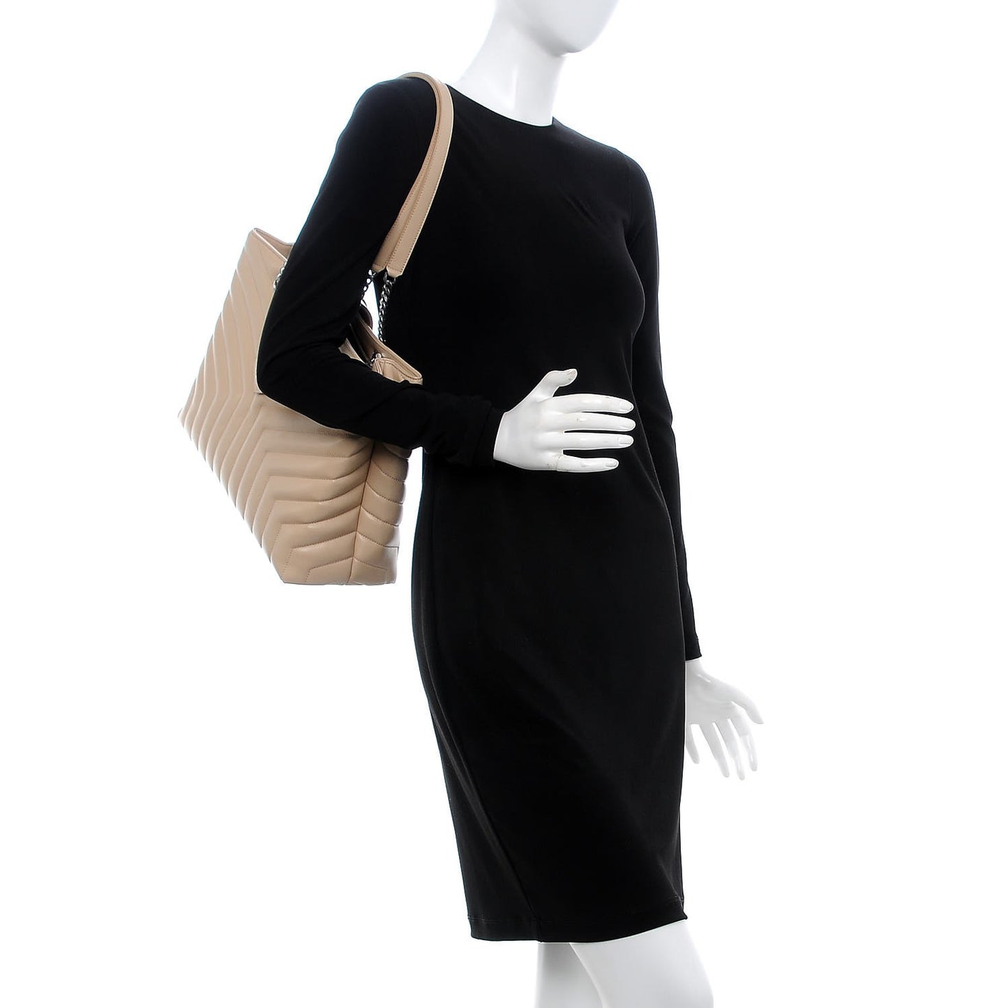 Calfskin Y Quilted Monogram Large Loulou Shopper Nude Powder