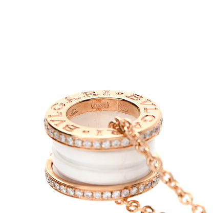 Bulgari 18K Rose Gold White Ceramic Diamond B.Zero1 Pendant Necklace 9 of 11