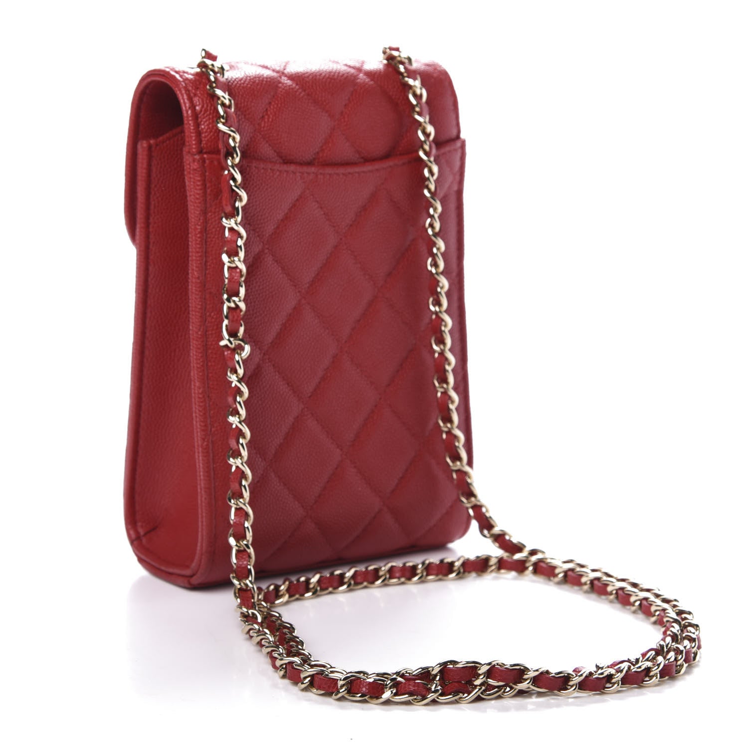 Chanel Caviar Quilted Classic Phone Holder Red 3 of 12