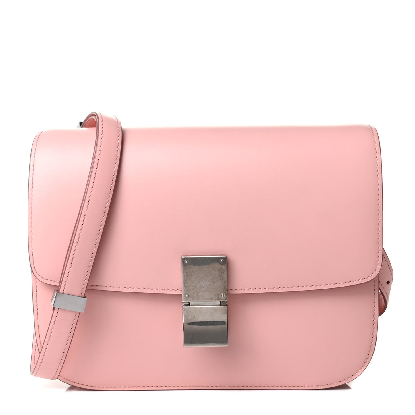 Smooth Calfskin Medium Classic Box Flap Bag Pink