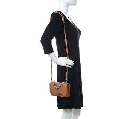 Chanel Lambskin Quilted Chanel 19 Wallet On Chain WOC Brown 2 of 12