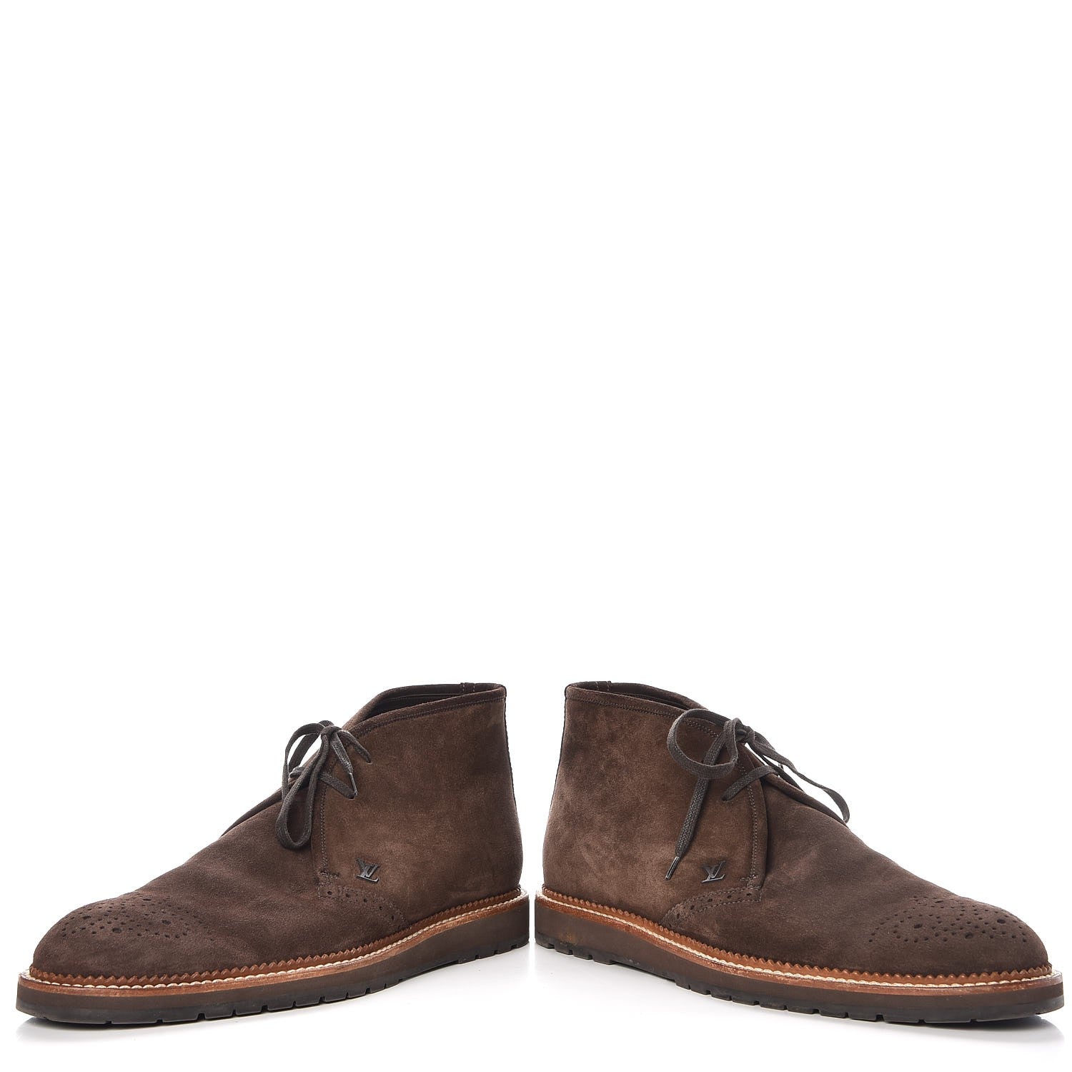 Louis Vuitton Mens Suede Brogues Ankle Boots 9 Brown 6 of 11