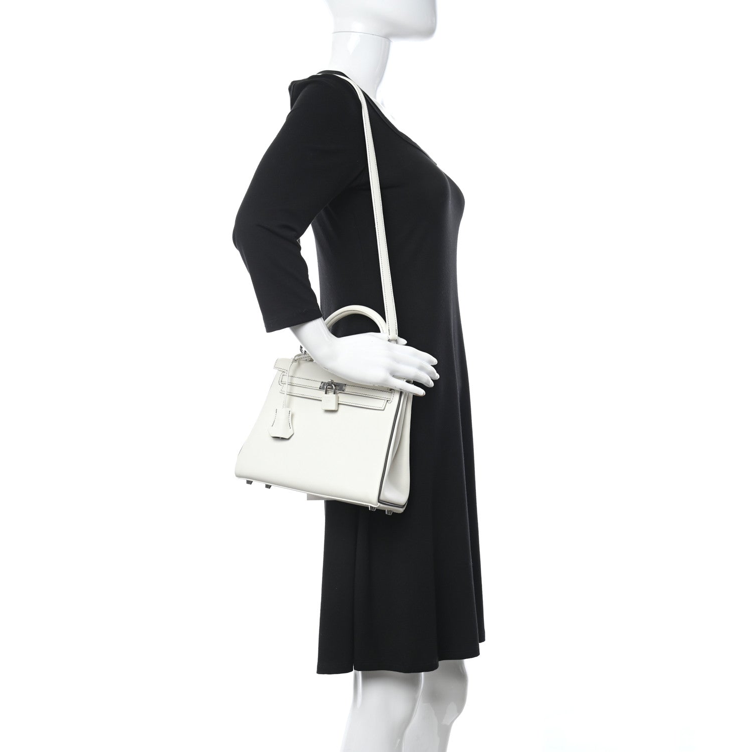Hermes Evercolor Horseshoe Kelly Retourne 25 White Etain 2 of 11