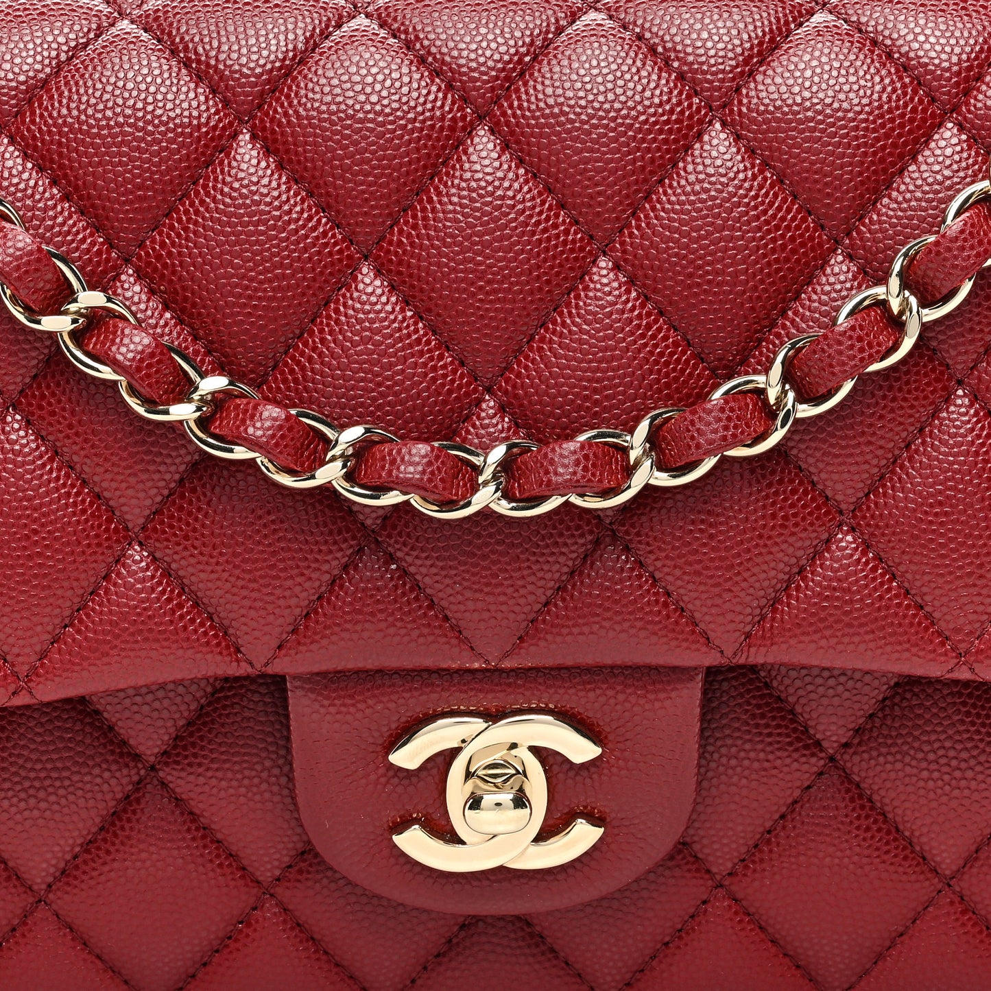 Caviar Quilted Medium Double Flap Burgundy