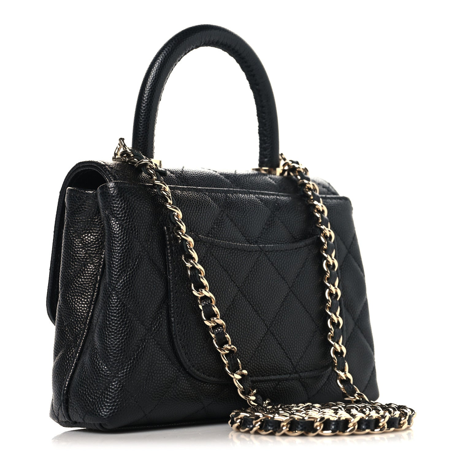 Chanel Caviar Quilted Coco Handle Clutch With Chain Black 3 of 11