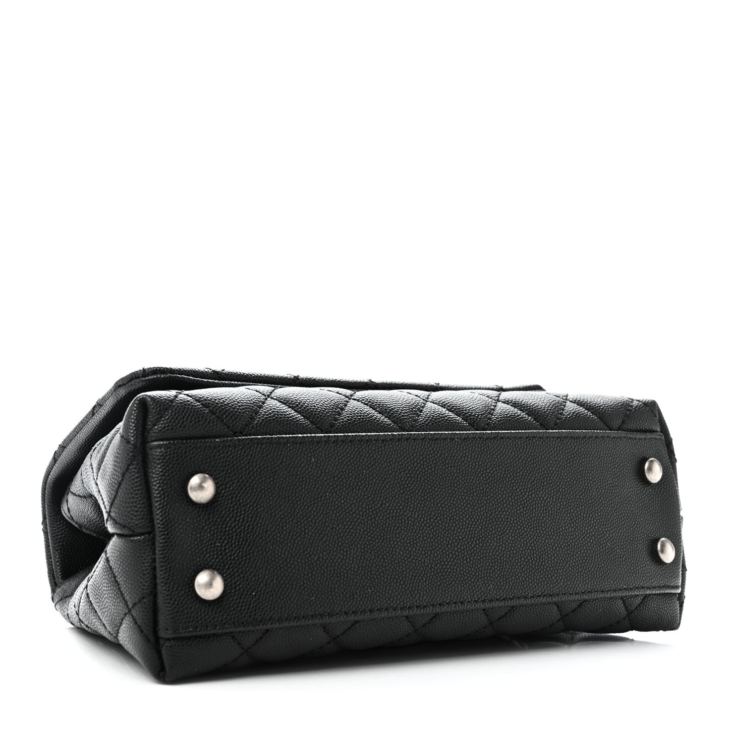 Caviar Lizard Embossed Quilted Mini Coco Handle Flap Black