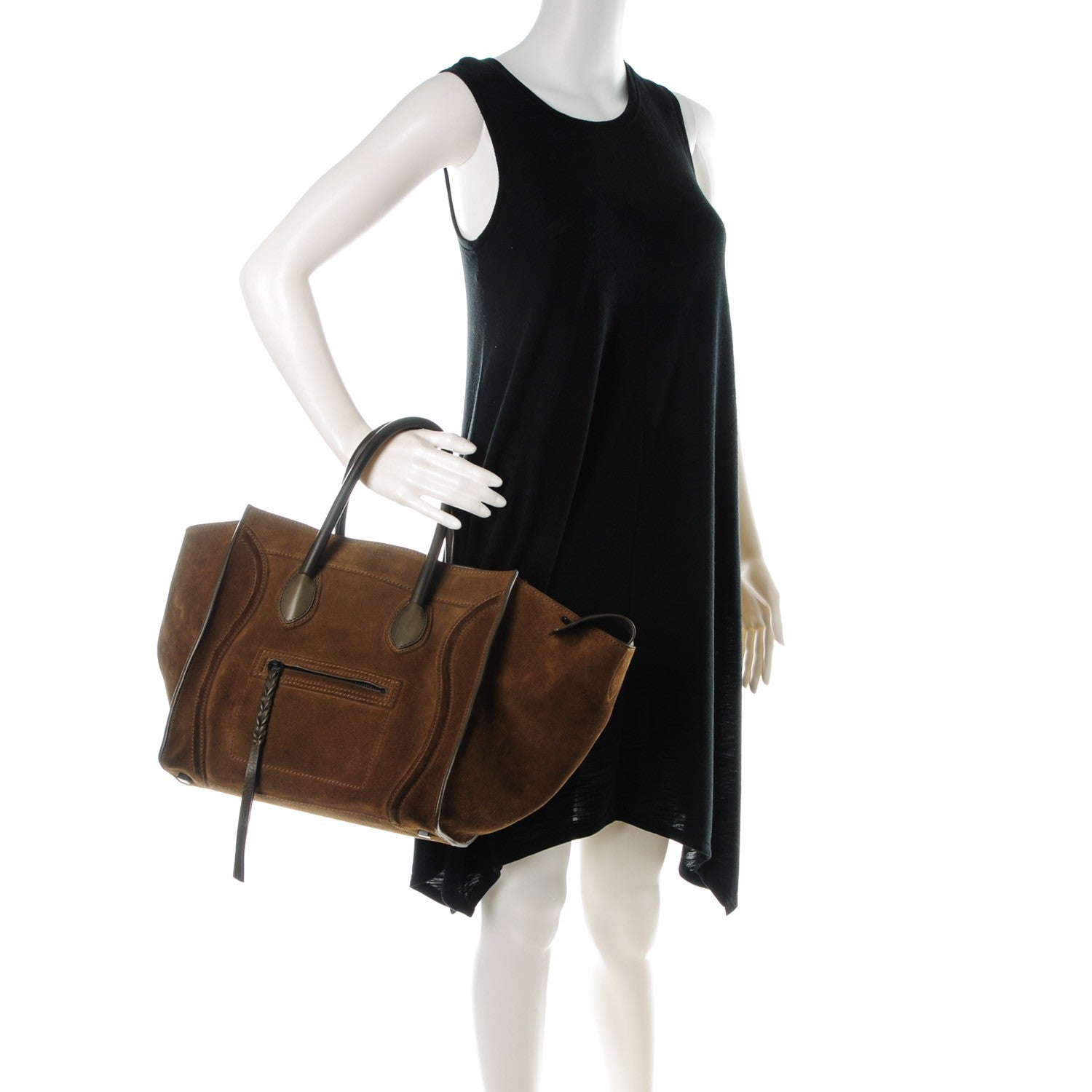 Celine Suede Medium Phantom Luggage Olive 2 of 8