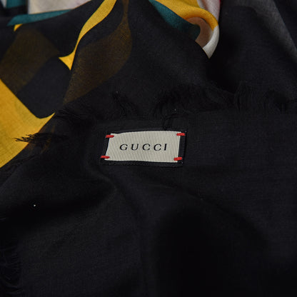 Gucci Modal Silk Coco Capitan Logo Square Scarf Black 4 of 4