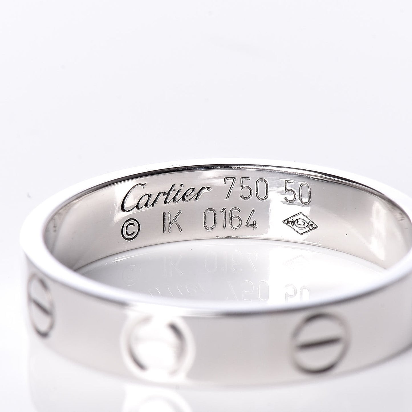 18K White Gold 3.5mm LOVE Wedding Band Ring 50 5.25
