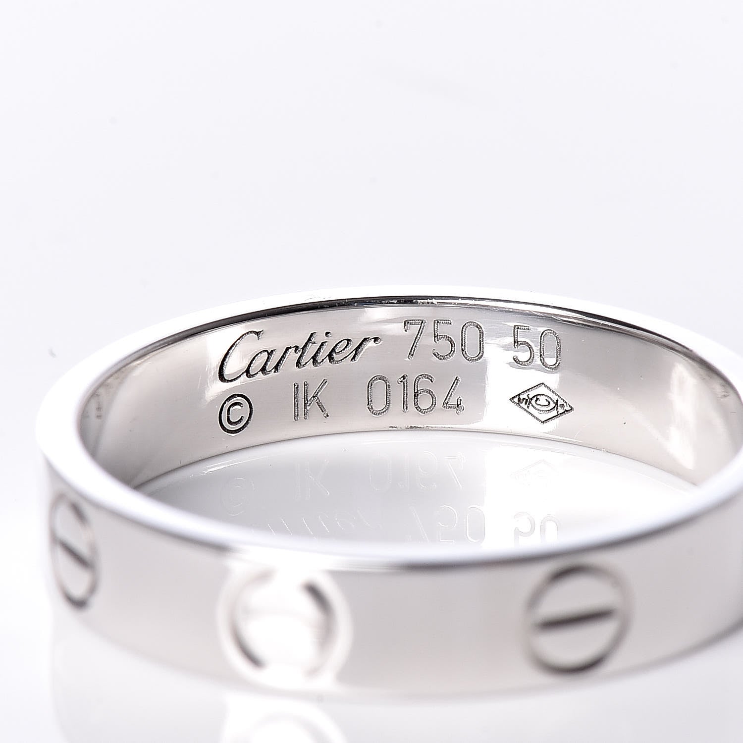 Cartier 18K White Gold 3.5mm LOVE Wedding Band Ring 50 5.25 4 of 4