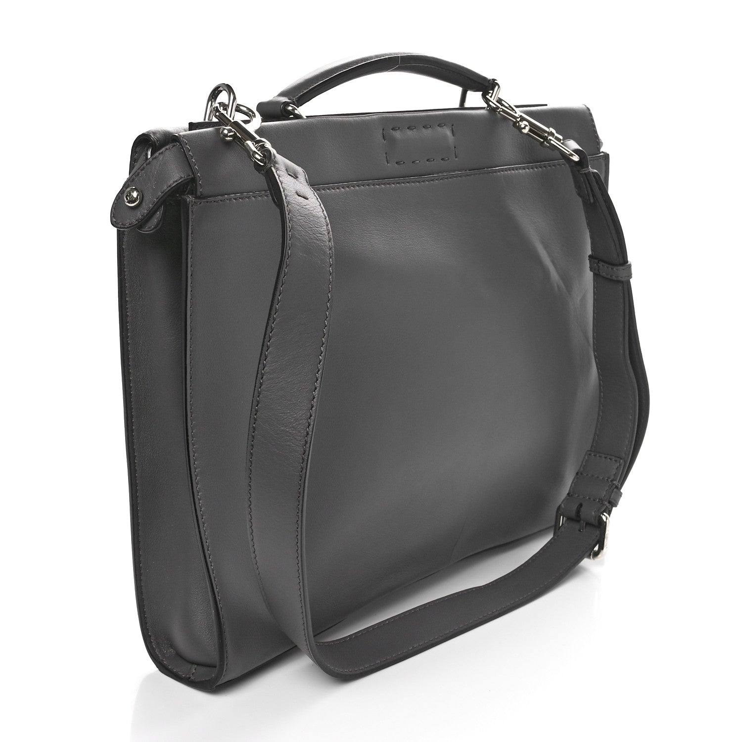 Fendi Vitello Grace FF 1974 Embossed Large Peekaboo Iconic Fit Satchel Anthracite 2 of 10