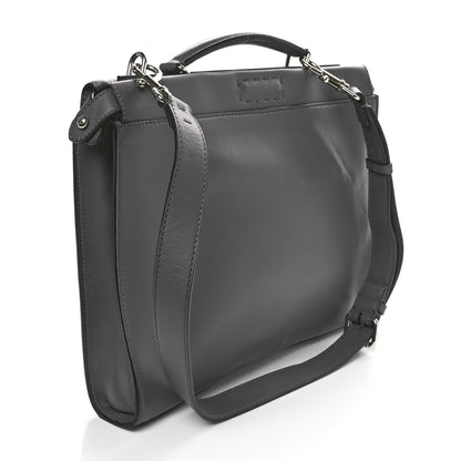 Fendi Vitello Grace FF 1974 Embossed Large Peekaboo Iconic Fit Satchel Anthracite 2 of 10